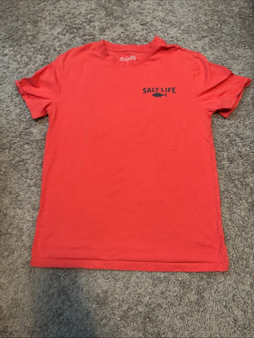 Salt Life Coral-Red Short Sleeve Tee with Navy Logo